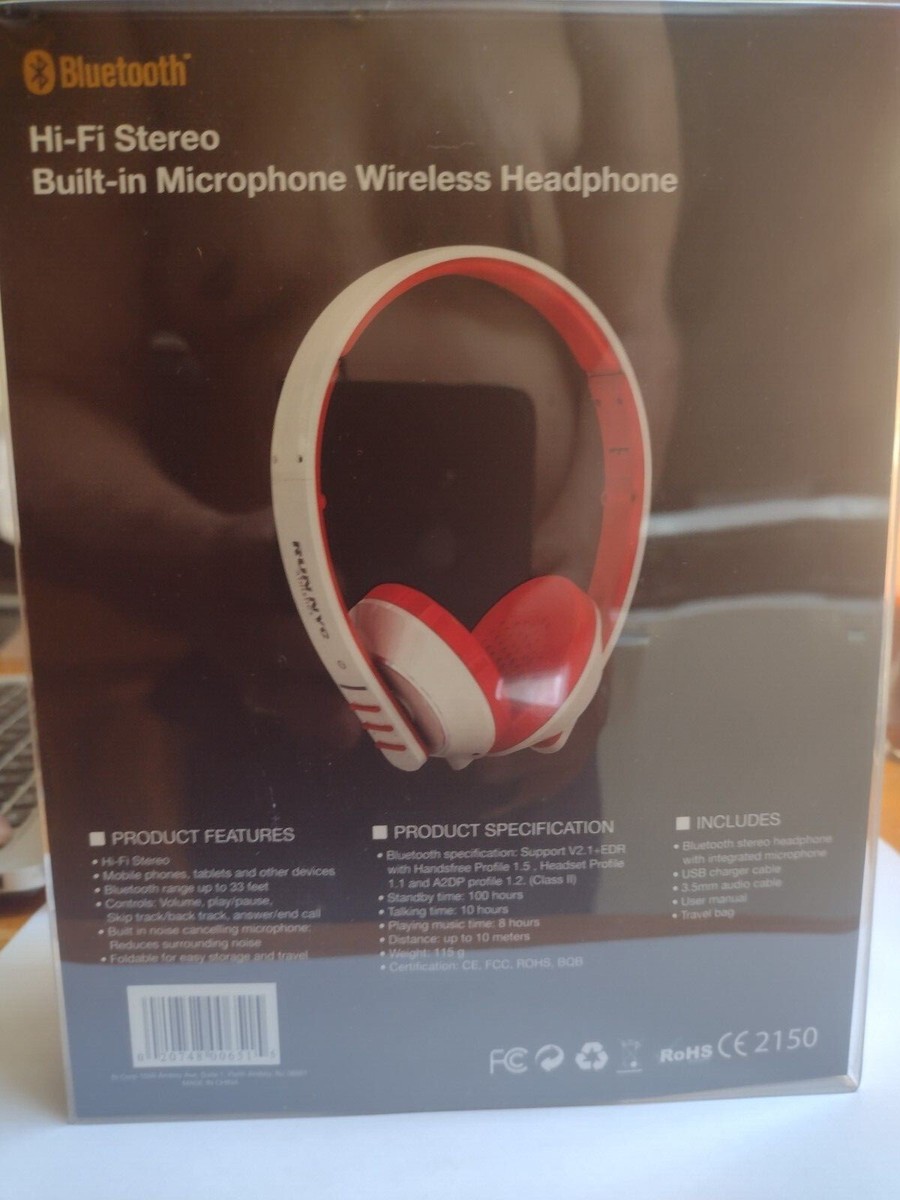 Run Athletics NYC 900013 Stereo Bluetooth Running Headphones White/Red