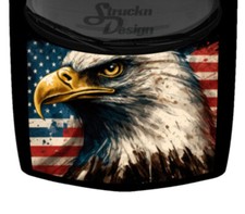 Illustrated Bald Eagle American Flag Truck Hood Wrap Vinyl Car Graphic Decal