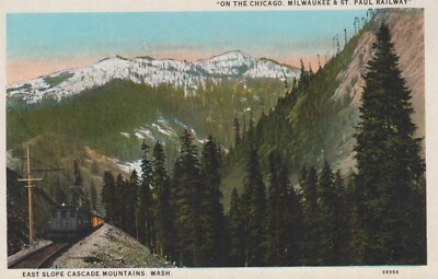 East Slope Cascade Mountains Washington Chicago Milwaukee Railway Postcard