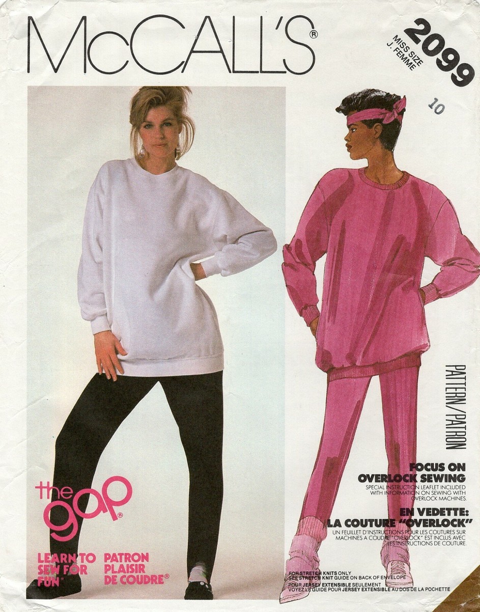 McCall's 2099 THE GAP Oversized Sweatshirt Stirrup Pants Sz 10