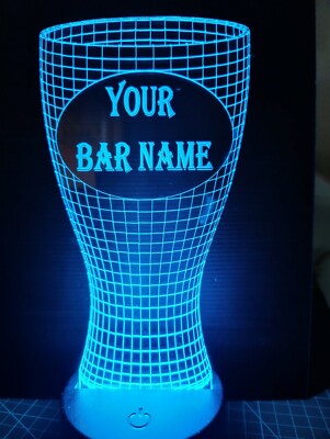personalisiertes Barschild Open Light Up LED Pub Schild Bierglas individuell Männerhöhle