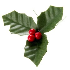 50pcs Dark Red Holly Berries 50pcs Green Artifical Leaves 2 in 1 Home Decor