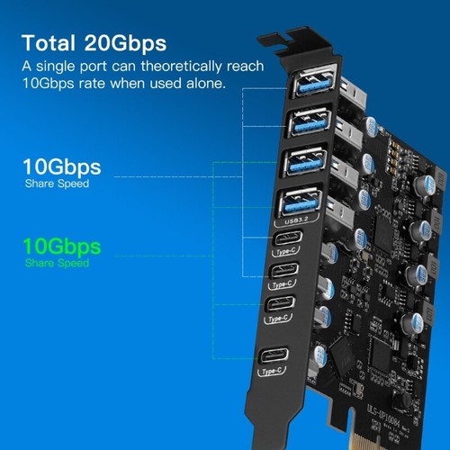 Dual 10G PCIE USB TypeC Desktop Expansion Adapter Card Support-Windows Pro- - Picture 6 of 8