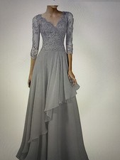 Mother of the Bride/Groom Dress V-neck Chiffon Sheath Column Sweep Embroidery