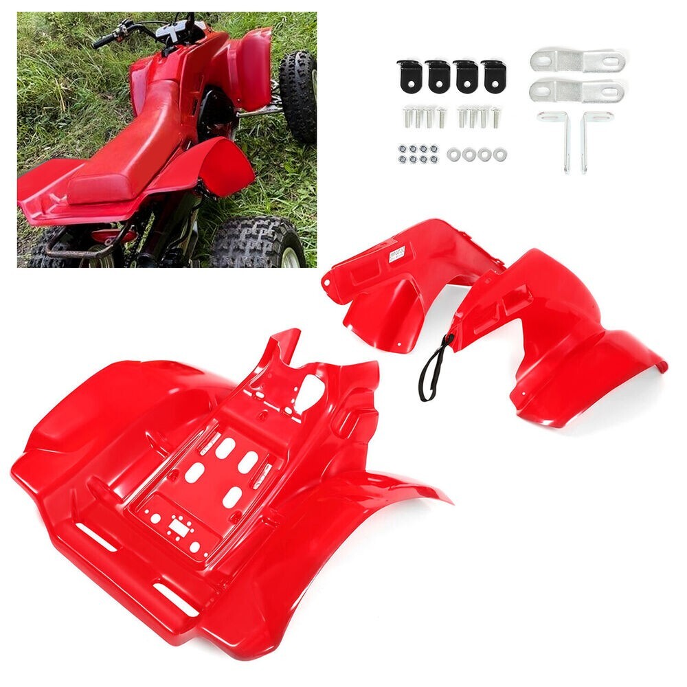 86-89 Honda TRX 250R Plastic Red Front & Rear Fender Set TRX250R