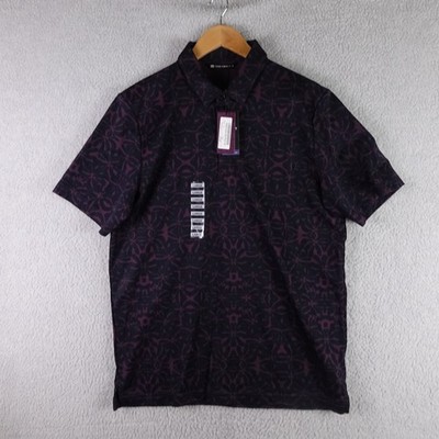 TravisMathew Vine City Plum Polo Shirt Mens Large Dark Tropics Floral 1MAB034