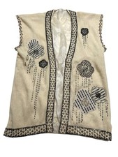 Vintage Floral Beaded Vest in Ivory