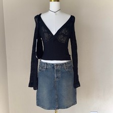 Vintage LEI Indie Grunge Dark Wash Denim Knee Length Jean Skirt - Junior's 11