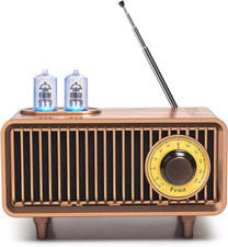 Radio Vintage Legno, Radio Portatile Con Altoparlante Bluetooth AM FM in Stile R