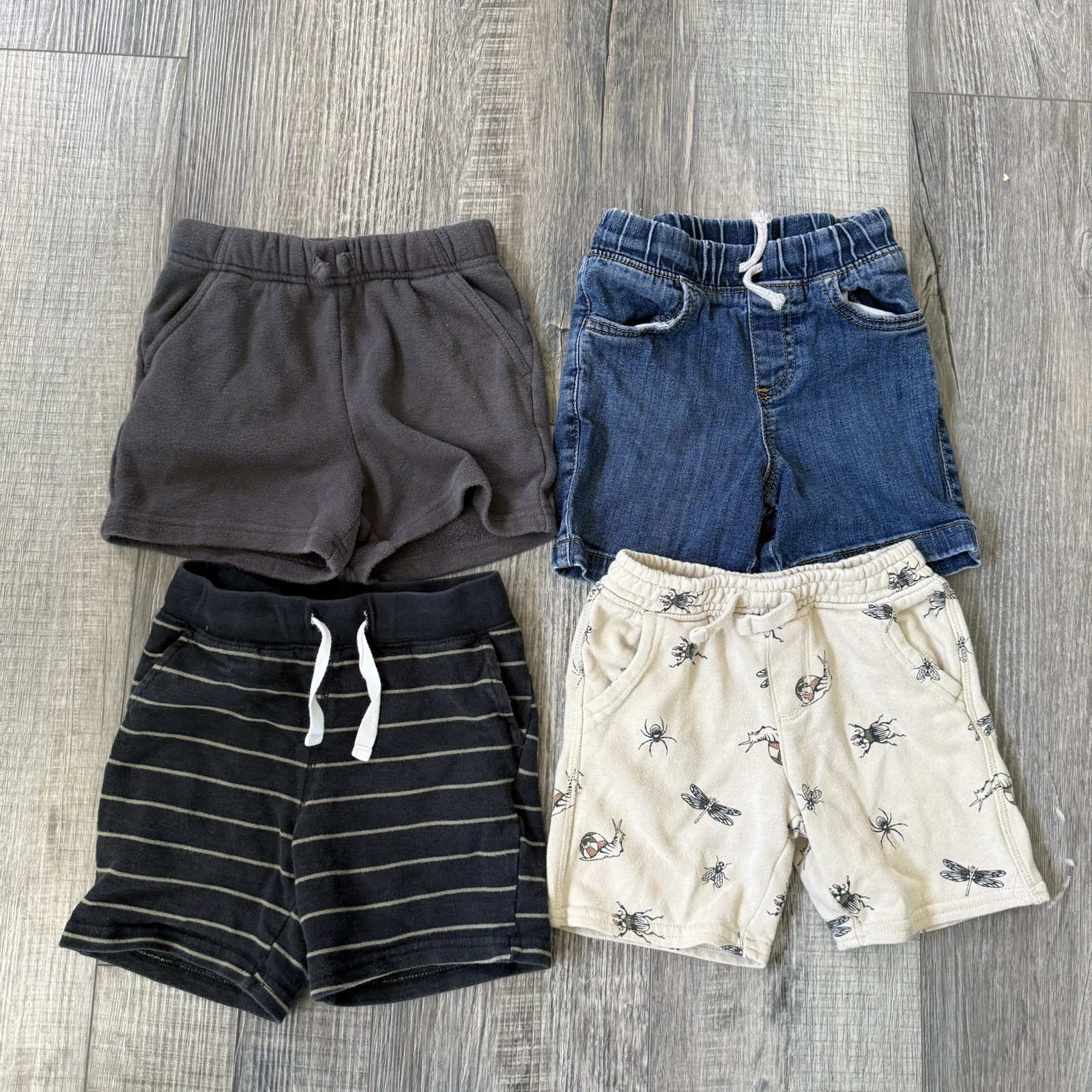 Lot of 4 Toddler Youth Boys Kids Drawstring Sweat Shorts Siz