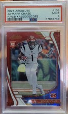 Ja'marr Chase 2021 Absolute R/W/B Kaleidoscope #105 PSA 9