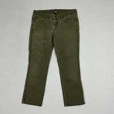 7 For All Mankind Crop Women’s Jeans 28 OD Green Straight Denim Stretch Low Rise