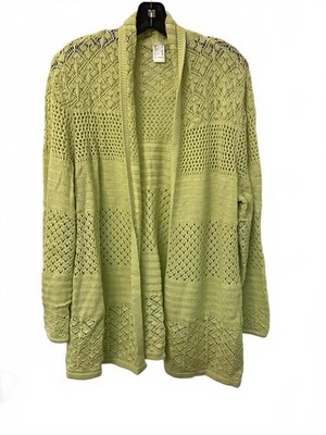 Lime Green Open Weave Cardigan Sweater