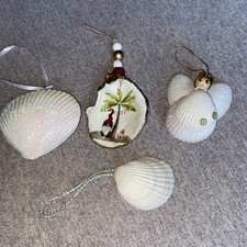 Set of Four Beach Themed Shell Ornaments Beach Theme Decor