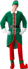 Elf Costume for Men Christmas 6 PCS Deluxe Santa Helper Outfit Adult Suit Holida