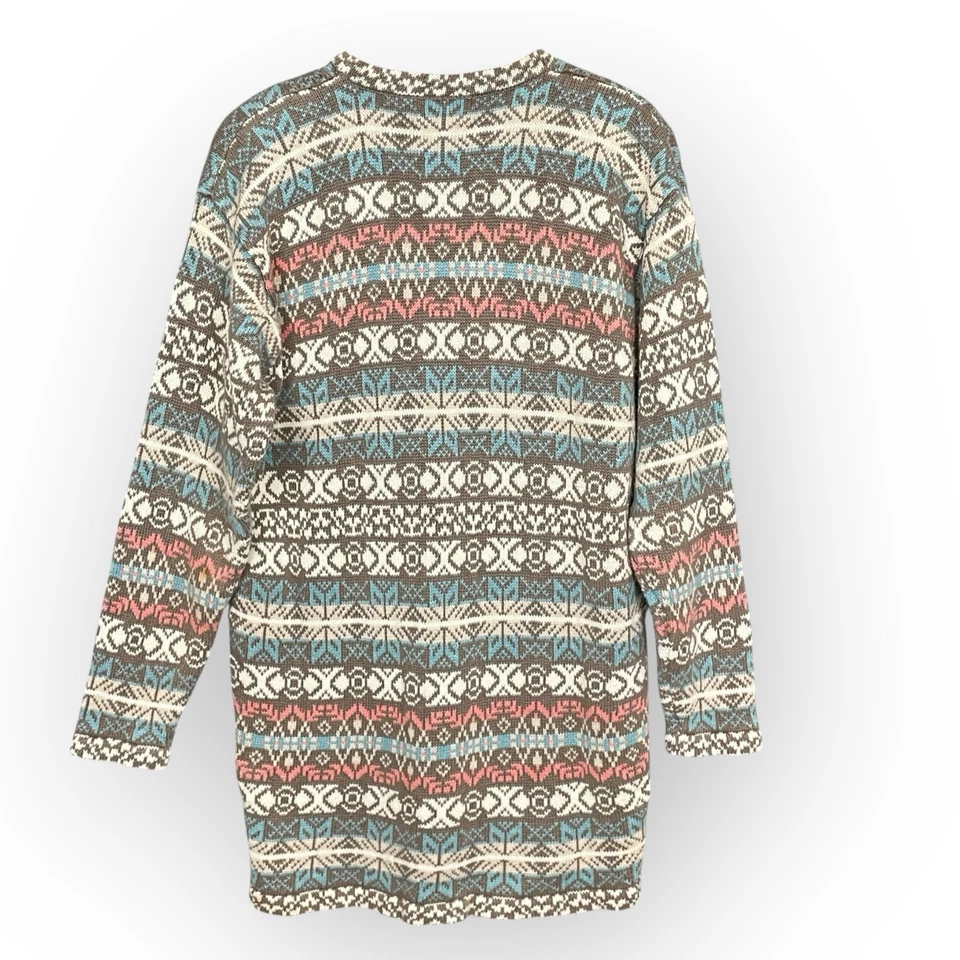 VTG Paul Harris Womens Fair Isle Embroidered Long Sweater Size L Cabincore 90s - Image 2 of 4