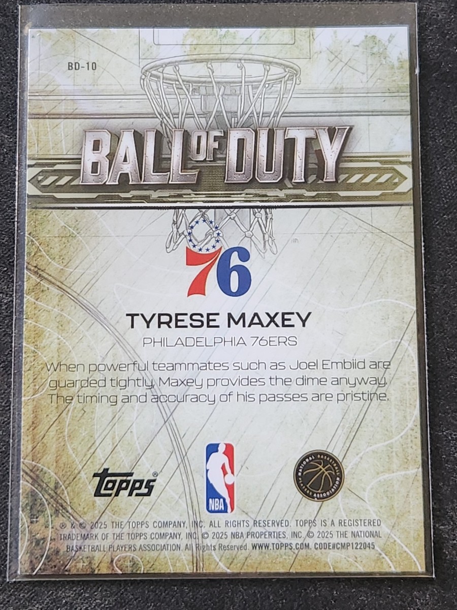 NBA 超貴重 バークレー シリアルナンバー入り Limited edition TYRESE MAXEY 2025-26 NBA Topps Chrome BALL of DUTY #BD-10