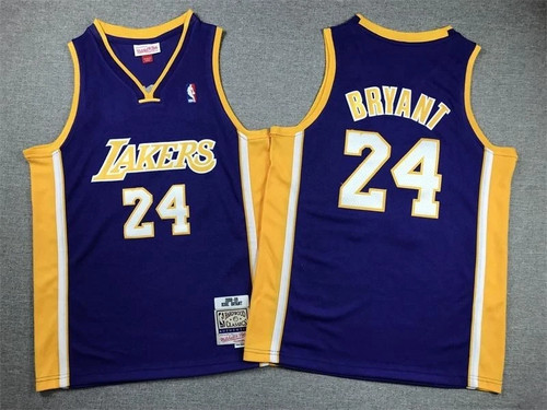 Los Angeles Lakers Kobe Bryant #24 Purple Jersey All Stitched Youth Sizes S-L