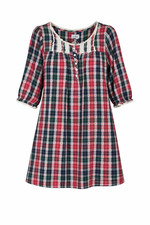 LANZ OF SALZBURG Tyrolean Heart Buttons Flannel Nightgown CottageCore Granny M