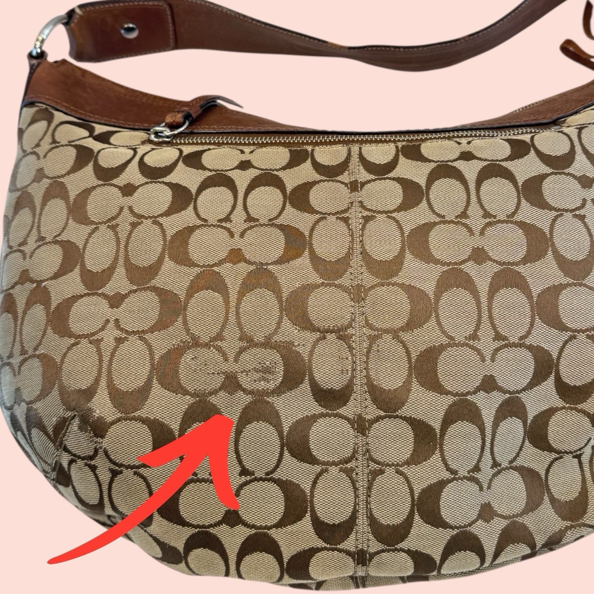 COACH Soho Y2K Vintage Jacquard Logo Large Pleated Hobo Shoulder