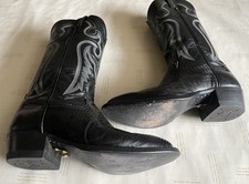 Tony Lama Black Teju Lizard Cowboy Boots Lightly Worn Size 7.5 D Women s
