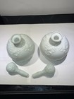 1950s Westmoreland Glossy White Pressed Milk Glass Embossed Barbers  Decanters — photo 3
