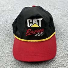 Vintage Tonkin Cap 90s CAT Racing Rope Leather Strapback Hat Made In USA