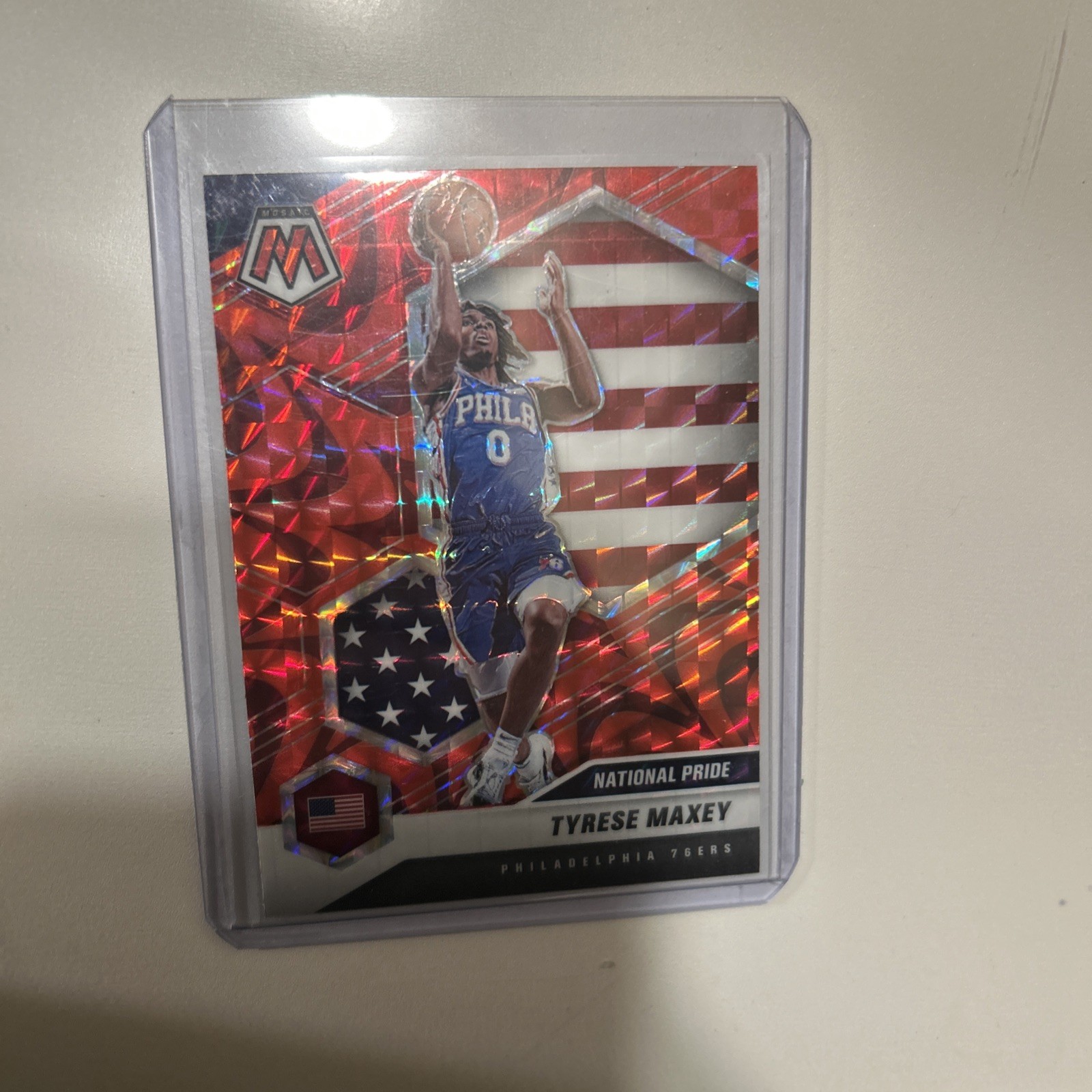 2020-21 Panini Mosaic Rookie Tyrese Maxey #259 red Reactive National Pride!