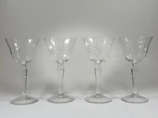 Vintage Princess House - Bordeaux Clear etched Champagne Glasses  (Set of 4)