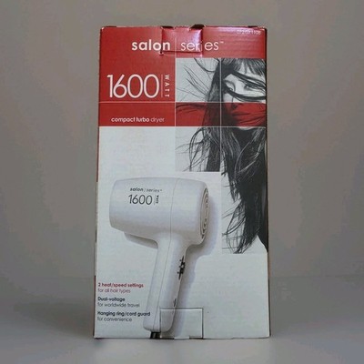 SALON PROGRAM HAIR DRYER ホワイト Salon Series 1600 Watt Compact Turbo Dryer White w Box Travel Size