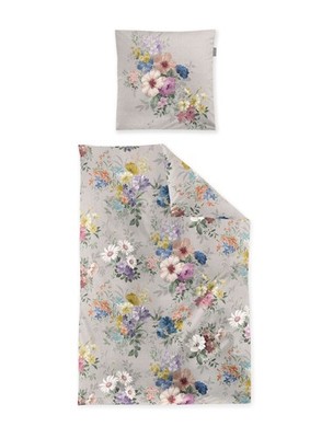 Irisette Zobel Flausch Cotton Bettwäsche 155x220 Blumen Romantik silber 8633-90