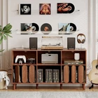 Record Player Stand Media Console with Charging Vinyl Record Storage Cabinet