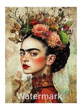 Frida Kahlo Collage Portrait Cotton Fabric Quilt Block Quilting Sewing 36B