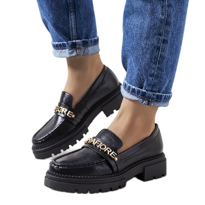 Schwarze Loafer auf hoher Louelle-Sohle