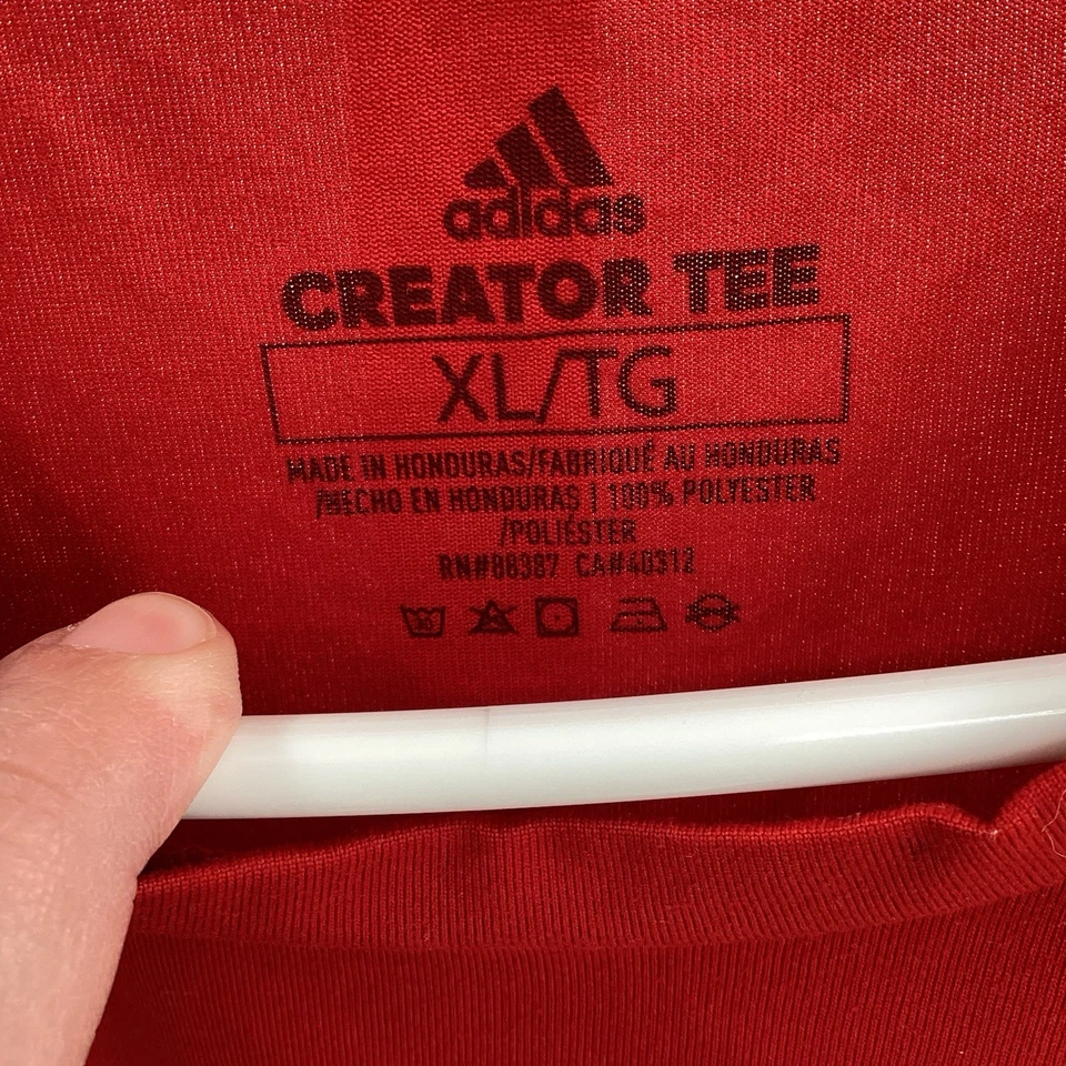 Mens Adidas NC State Wolfpack Soccer Long sleeved Performance Tee Red/Whte XL - Image 4 of 4