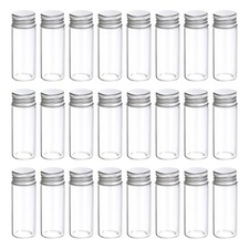 24Pcs 12ml Mini Glass Bottles with Aluminum Screw Caps for DIY Crafts