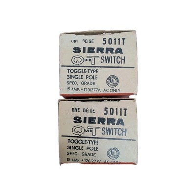 Lot Of 2 Vintage Sierra 5011T Switch QT Pole Beige 15A 120V NOS