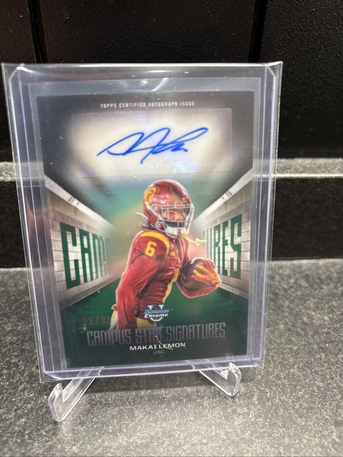 2025 Bowman Chrome U Makai Lemon Campus Star Signatures Green Auto /99 USC