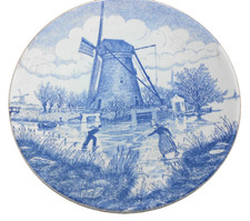 ASSIETTE MURALE DECORATION MOULIN faïence DELFTS Blauw Holland Nederland