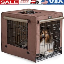 Dog Crate Kit Small Dogs W/ Cover Double Door Collapsible Metal Kennel Durable