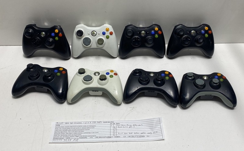 Microsoft Xbox 360 Wireless Controller Lot 8 Pieces For Parts and Repair