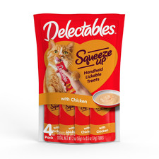 Hartz Delectables Squeeze Up Lickable Wet Cat Treats, Chicken Flavor, 2oz. PACK4