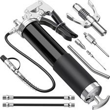 Grease Gun Kit, 8000 PSI Heavy Duty Grease Gun with Lock Coupler, 18" Spring Fle