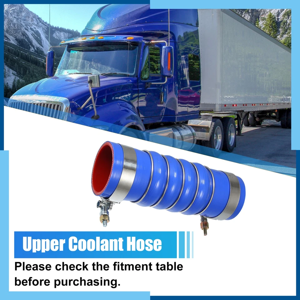 Pack (1) Upper Radiator Hose W/Clamps for Kenworth for Peterbilt Rubber Blue - Image 2 of 4