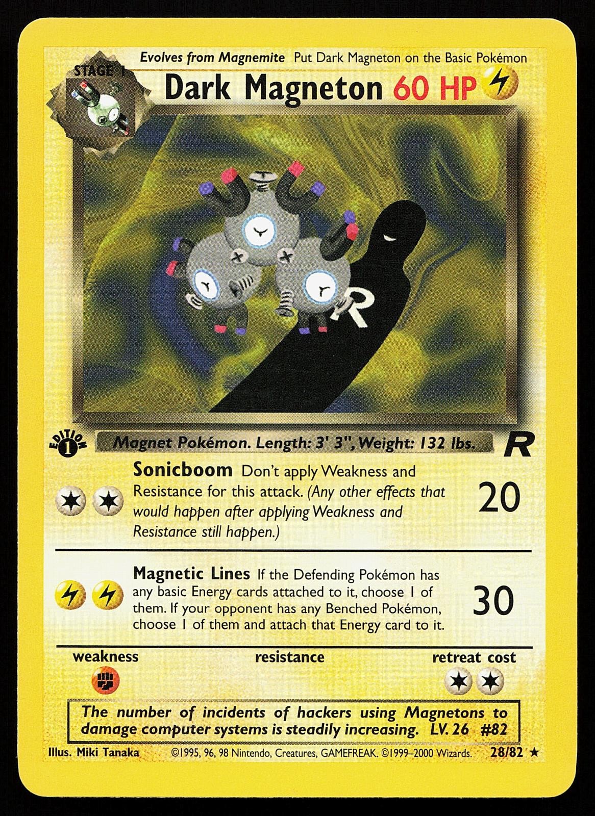 Dark Magneton 28/82 1st Edition Rare Team Rocket Pokemon Card
