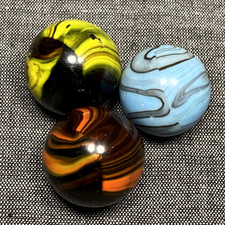 3 CHRISTENSEN "STRIPED OPAQUE" MARBLES, NM-