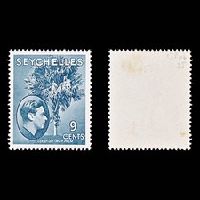 8298: Seychelles SG138ab 9c Grey blue 1942 Sc#131b Mint MLH C£25