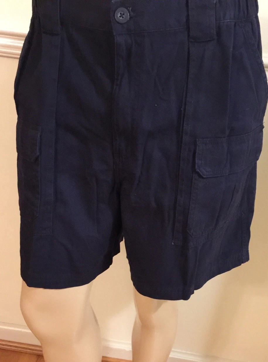 NWT Men Croft & Barrow 38 X 7 Cotton BLUE Cargo Hiking Comfort Waist Short Navy