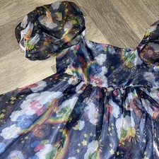 Care Bears Dress Girls Sz Large 10/12. Layered And Flowy W/ Sheer Puffy Sleeves