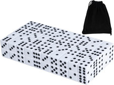 50 Pack 16MM White Dice - Six Sided Standard Opaque White Dice with Black Pips D